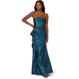 imageAdrianna Papell Strapless Draped Floral Jacquard Gown