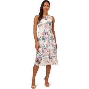 imageAdrianna Papell Womens Floral Printed Veiled DressIvory Multi