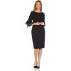 imageAdrianna Papell Knit Crepe Tiered Sleeve Dress Navy SateenBlack