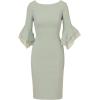 imageAdrianna Papell Knit Crepe Tiered Sleeve Dress Navy SateenIcy Sage