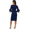 imageAdrianna Papell Knit Crepe Tiered Sleeve Dress Navy SateenNavy Sateen