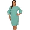 imageAdrianna Papell Knit Crepe Tiered Sleeve Dress Navy SateenSmoky Jade