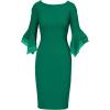 imageAdrianna Papell Knit Crepe Tiered Sleeve Dress Navy SateenRadiant Emerald