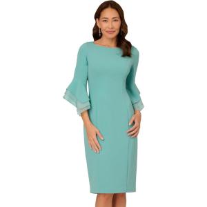 imageAdrianna Papell Knit Crepe Tiered Sleeve Dress Navy SateenSmoky Jade