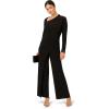 image:imageAdrianna Papell Womens Embellished Jersey JumpsuitBlack