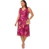 image:imageAdrianna Papell Womens Plus Size Ruffle Neckline BIAS Dress Raspberry Multi