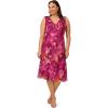 image:imageAdrianna Papell Womens Plus Size Ruffle Neckline BIAS Dress Raspberry Multi