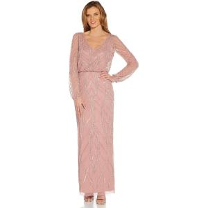 image:imageAdrianna Papell Womens Beaded Long Sleeve GownCandied Ginger