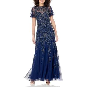 image:imageWomens Flutter Sleeve Beaded GownNavy