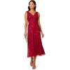 image:imageAdrianna Papell Womens Beaded Mesh DressCranberry