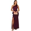 image:imageAdrianna Papell Womens One Shoulder Satin Crepe GownBordeaux Glow
