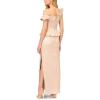 image:imageAidan Mattox by Adrianna Papell Womens Lame Column Gown with RufflesTaupe