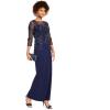image:imageAdrianna Papell Womens Beaded Illusion Column GownLight Navy