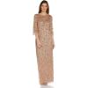 image:imageAdrianna Papell Womens Beaded Illusion Column GownRose Gold