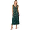 image:imageAdrianna Papell Womens Beaded Mesh DressGreenGold