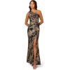 image:imageAdrianna Papell Womens One Shoulder Jacquard DressBlueGold