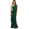 image:imageAdrianna Papell Womens One Shoulder Satin Crepe GownDeep Forest
