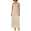 image:imageAidan Mattox Womens Cap Sleeve Beaded GownLight Gold