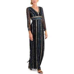 image:imageAdrianna Papell Womens Beaded Column GownBlack Multi