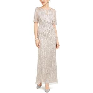 image:imageAdrianna Papell Womens Beaded Column GownMarble