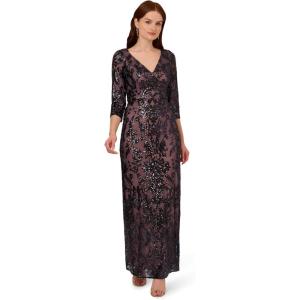 image:imageAdrianna Papell Womens Beaded Long DressNavyRosegold