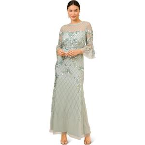 image:imageAdrianna Papell Womens Beaded Long GownAqua Dust