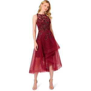 image:imageAdrianna Papell Womens Halter Velvet Tulle DressGarnet