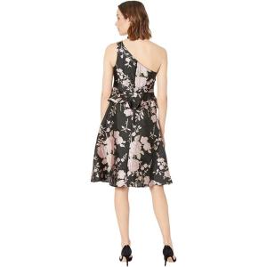 image:imageAdrianna Papell Womens One Shoulder Jacquard DressBlackPink Multi