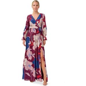 image:imageAdrianna Papell Womens Printed Chiffon GownBurgundy Multi