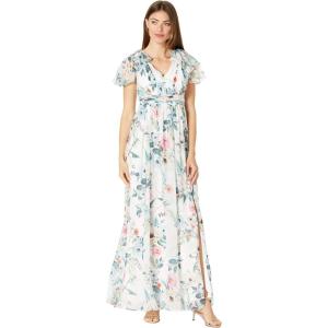 image:imageAdrianna Papell Womens Printed Chiffon GownIvory Multi