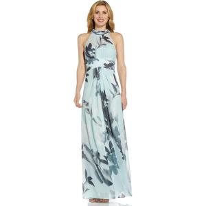 image:imageAdrianna Papell Womens Printed Chiffon Halter GownMint Multi