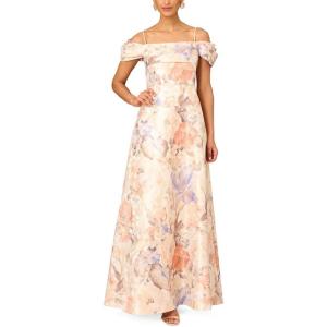 image:imageAidan Mattox Womens Off Shoulder Pleated Bodice GownBronze Multi