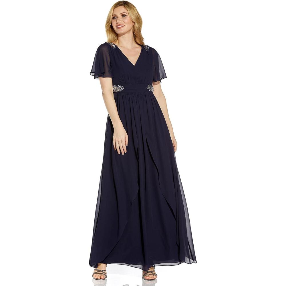 Adrianna Papell Women s Embellished Chiffon Gown Midnight Adrianna Adrianna Papell Women s Embellished Chiffon Gown Midnight Adrianna