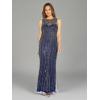 image:imageAdrianna Papell Womens Beaded Gown with Mermaid SkirtLight Navy