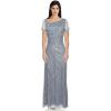 image:imageAdrianna Papell Womens Beaded Gown with Short SleevesGreen Granite