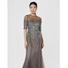 image:imageAdrianna Papell Womens Beaded Illusion Dress  Long Sequin Evening Dress with Fitted Bodice amp Tulle Skirt OverlayLead