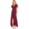 image:imageAdrianna Papell Womens Chiffon and Crepe Cascade Mermaid GownBright Burgundy