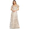 image:imageAdrianna Papell Womens Embroidered Metallic BallgownMarble