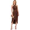 image:imageAdrianna Papell Womens Halter Crinkle Metallic DressCopper