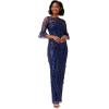 image:imageAdrianna Papell Womens Long 3D Floral Sequin GownLight Navy