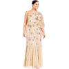 image:imageAdrianna Papell Womens One Shoulder Beaded DressNude