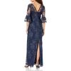 image:imageAdrianna Papell Womens Sequin Embroidery GownNavy