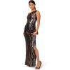 image:imageAdrianna Papell Womens Sequin One Shoulder GownBlack Multi