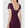 image:imageAdrianna Papell Womens ShortSleeve All Over Sequin GownCabernet