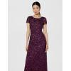 image:imageAdrianna Papell Womens ShortSleeve All Over Sequin GownCabernet