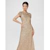 image:imageAdrianna Papell Womens ShortSleeve All Over Sequin GownChampagneGold