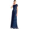 image:imageAdrianna Papell Womens ShortSleeve All Over Sequin GownDeep Blue