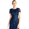 image:imageAdrianna Papell Womens ShortSleeve All Over Sequin GownDeep Blue