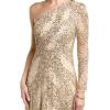 image:imageAidan Mattox by Adrianna Papell Womens Beaded One Shoulder Gown Light Gold
