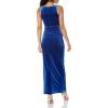 image:imageWomens Stretch Velvet Column GownDeep Ocean